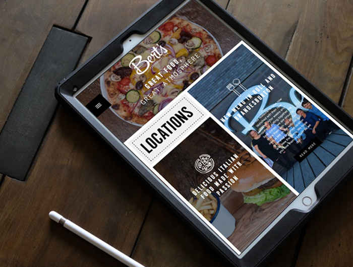 Berts Pizzeria Website on Tablet