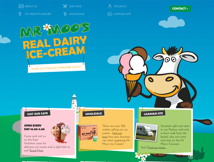 Mr Moo's Ice Cream Website Mobile