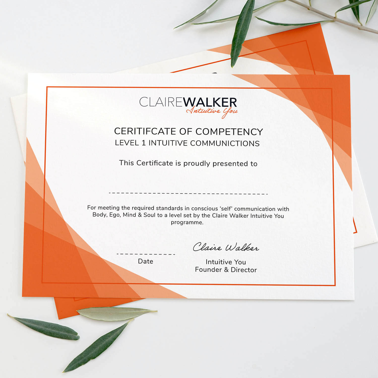 Claire Walker Certificate Design