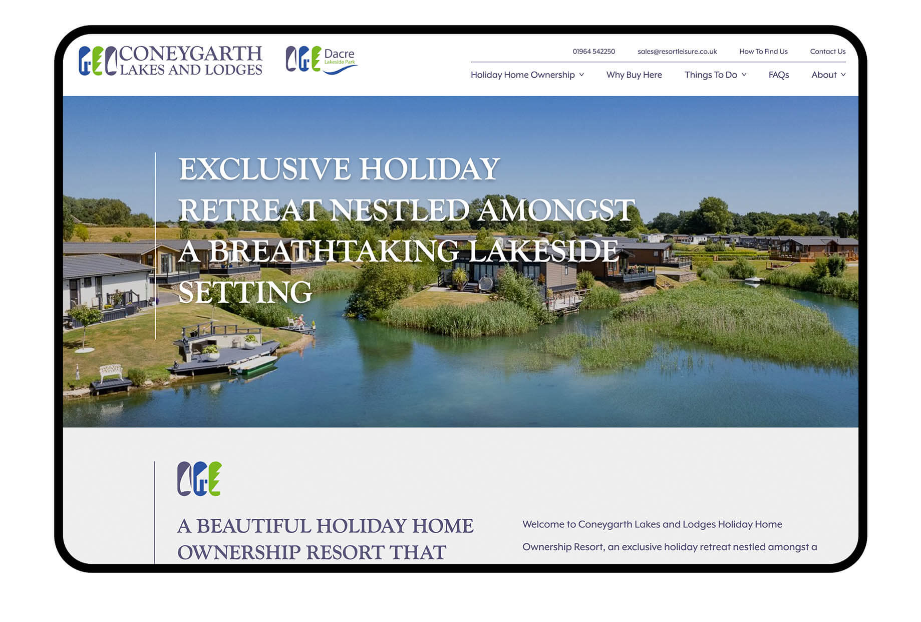 Coneygarth Lakes and Lodges Website Desktop